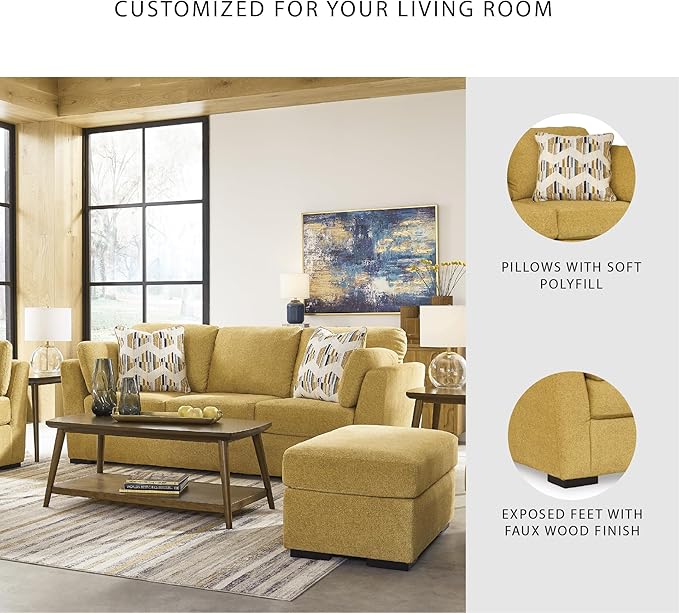 Signature Design by Ashley Keerwick Scandinavian Sofa with 4 Toss Pillows Yellow