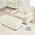 ERYE Modern Corduroy Upholstered Accent Chair and Ottoman Set Oversized Wider Seat Armchair Leisure Comfy Lounge Chaise with Removable CushionArmrests and 3 Pillows