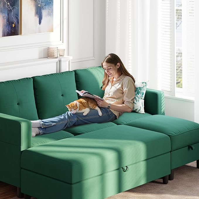 Shintenchi Modern Rectangular Ottoman with Storage Storage Ottoman for Sectional Sofa Extra Sofa Seats Couch for Living Room