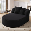 Modern Corduroy Fabric Chaise Lounge Chair Indoor Boneless Couch 51.6 Sofa Bed with Two Supportive Pillows for Living Room Office (Black/R1)