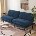 71 Convertible Futon Sofa Bed Blue Futon Couch with Adjustable Backrest Folding Small Recliner Sleeper Sofa Bed for Living Room Apartment Office