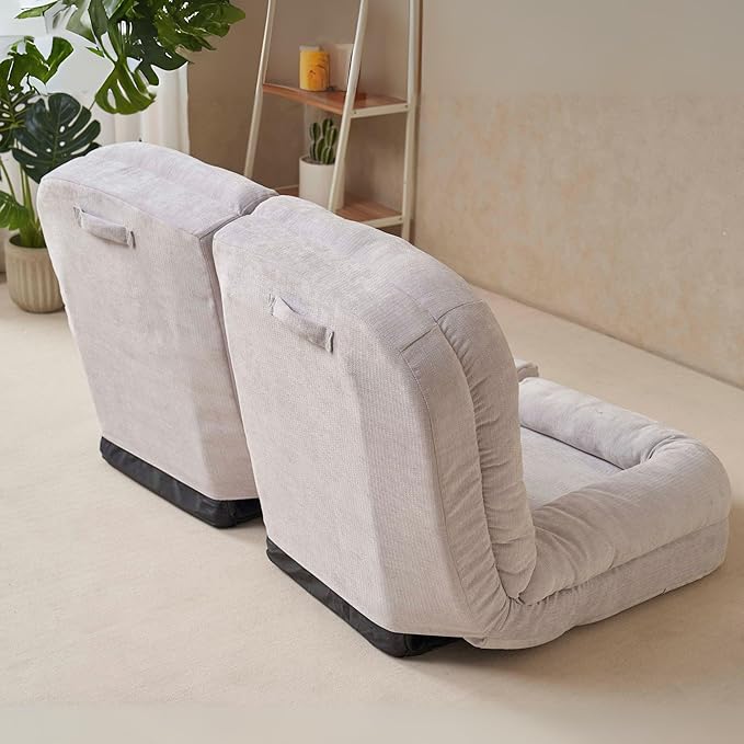 Convertible Fold-Out Lazy Sofa Bed - Adjustable Human Dog Bed for Adults Plush Upholstered Adjustable Sofa Couch with 18-Position Backrest 2-Person Floor Sofa Bed Space Saving Design (Double)