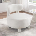 Accent Chair for Living Room Mid-Century Armchairs for Small Spaces Teddy Upholstered Comfy Reading Armchair with Studded for Bedroom (White-Teddy)