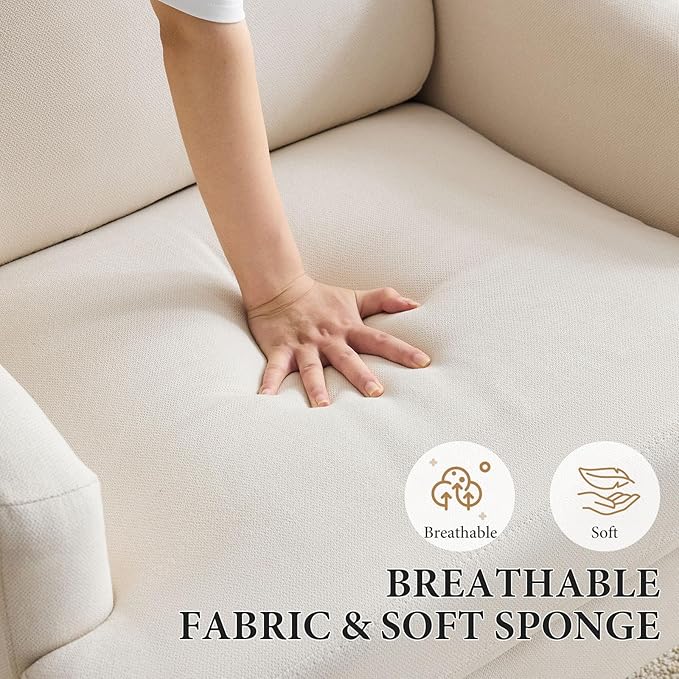 Bezseller Modern Accent Chairs Set of 2 Upholstered Reading Armchair with Wood Legs Mid-Century Leisure Comfy Single Sofa Chair for Living Room Bedroom Home Office Beige