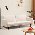 Fold Out Modern Couch Convertible Chair Bed Sleeper Sofa 2 Seater Loveseat Small Couch for Living Room Futon Lounge Comfy Sofa Bed Cama for Small Spaces for Bedroom Adjustable Angle Beige