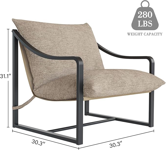 Sling Accent Chair Set of 2 Modern Comfy Chair with Soft Cushion Metal Frame Armchair with Foam Cushion Aidan Accent Chairs for Bedroom Living Room Easy Assembly