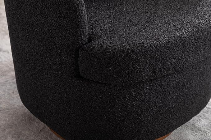 Club Reading ChairTeddy Fabric Armchair360°Swivel Armchair for ApartmentLiving RoomOfficeReception AreaBlack