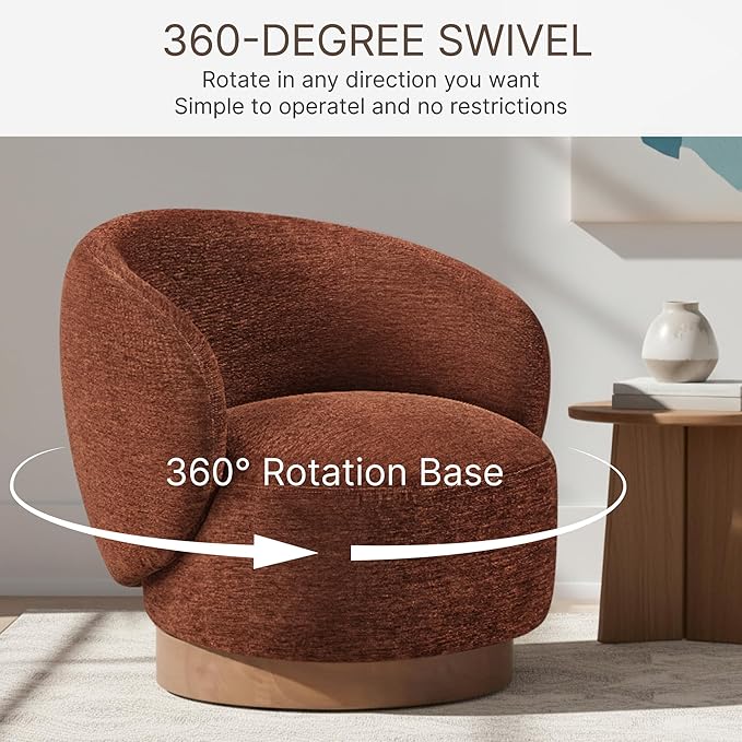 Swivel Accent Chair Modern Round Barrel Armchair with Upholstered Performance Fabric for Living Room Bedroom Waitingroom2 BoxRed