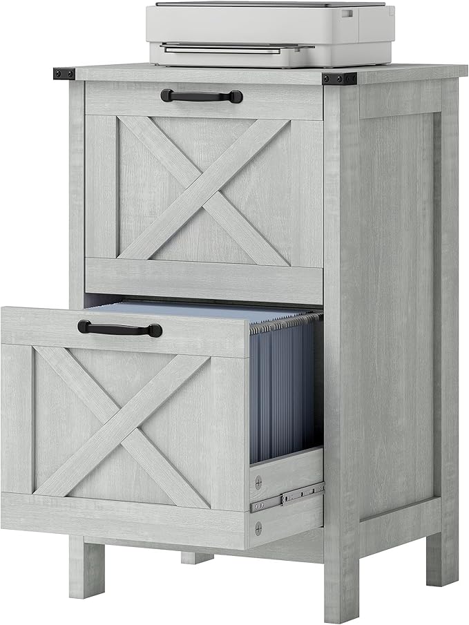 File Cabinet with Lock 2 Drawer Small Storage CabinetOrganizer Under Desk Locking Drawers Filing Cabinets for Home OfficeAssembly RequiredLightGray