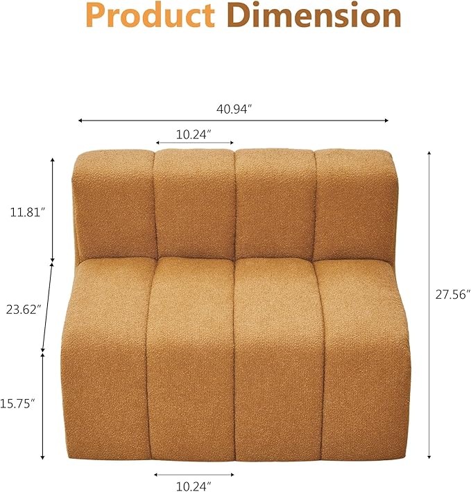 LEVNARY Rectangular Module for Modular Sofa Couch (Turmeric)