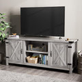 YESHOMY Modern Farmhouse TV Stand with Two Barn Doors and Storage Cabinets for Televisions up to 65+ Inch Entertainment Center Console Table Media Furniture for Living Room 58 Inch Gray Wash