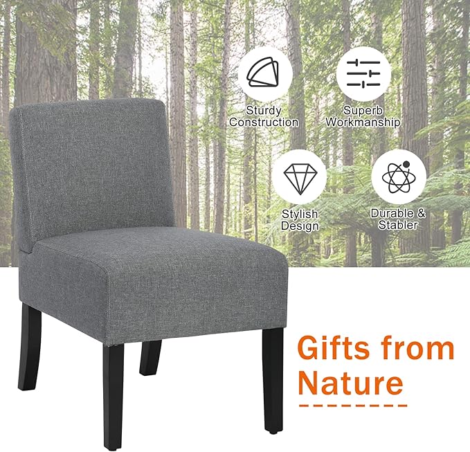 Modern Armless Accent Chairs for Living Room &amp Bedroom Thick Cushion &amp Solid Wood Legs Mid Century Design