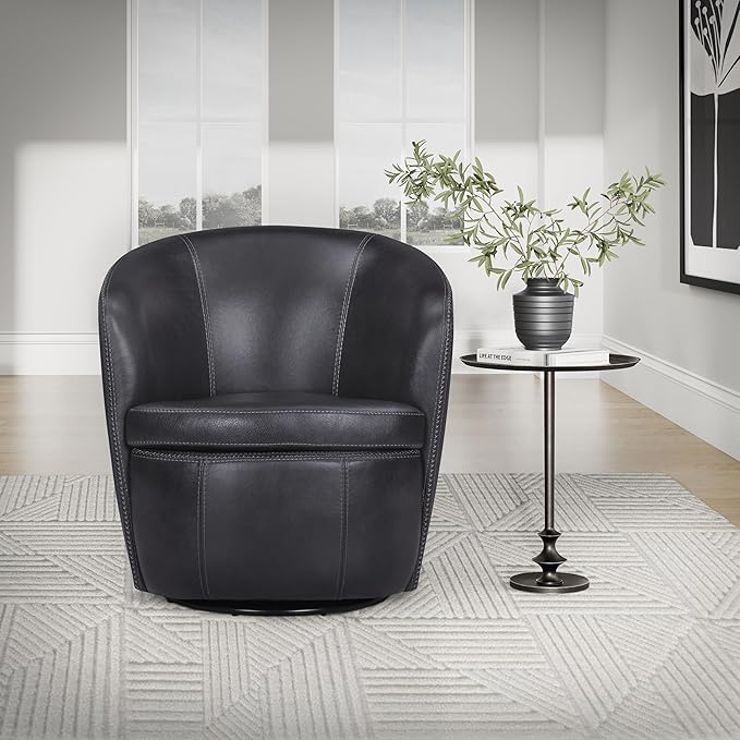 Parker Living Barolo - Vintage Onyx Genuine Italian Leather Swivel Club Chair