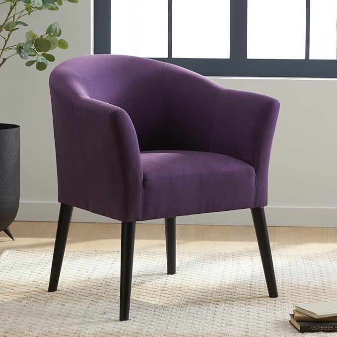 Plush Fabric Armchair: Comfortable Stylish Office &amp Living Room Chair with Wooden Legs