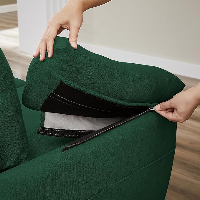 2-Piece Sofa Couch (Loveseat and Chair Set) Modern Sectional Sofa Sets with Wide Arms &amp Side Pockets Modern Comfy Small Couch Set for Living Room Green