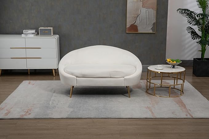 ZOBIDO Velvet Couch Modern Loveseat Sofa Twin Size Contemporary Sofas Upholstered Couch with Contemporary Velvet Upholstered Sofa Couch for Living Room and Bedroom(White)