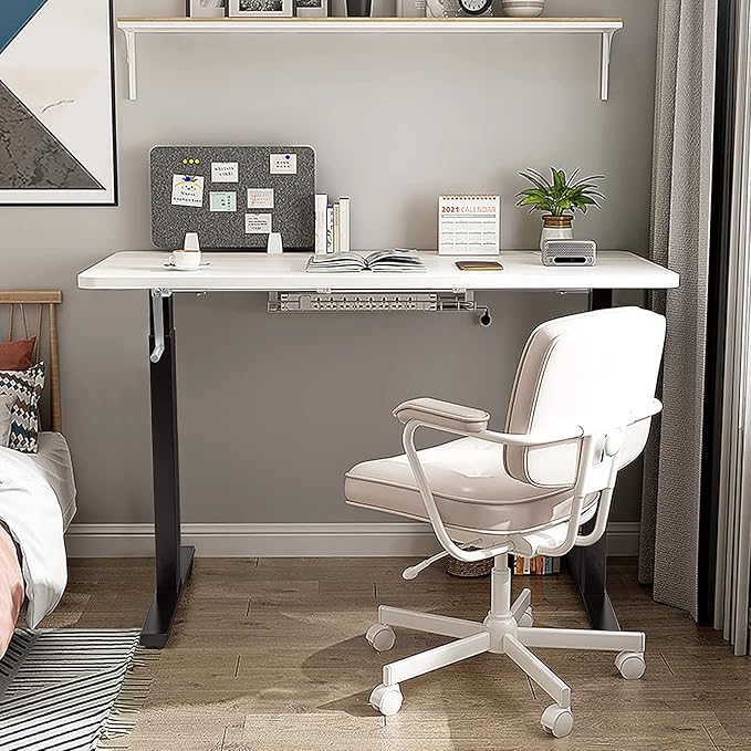 Tangkula Hand Crank Stand Up Desk Frame Manual Height Adjustable Standing Workstation with Foldable Crank Handle Cable Management Tray Headphone Hook Ergonomic Sit Stand Desk Frame for Home Office