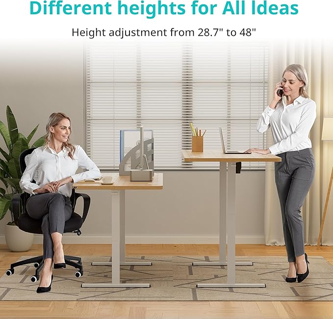 Electric Standing Desk Adjustable Height Stand up Desk 24x48 Inches Sit Stand Home Office Desk with Cable Management 3 Memory Preset Adjustable Height Desk Computer Home Office Desk Natural
