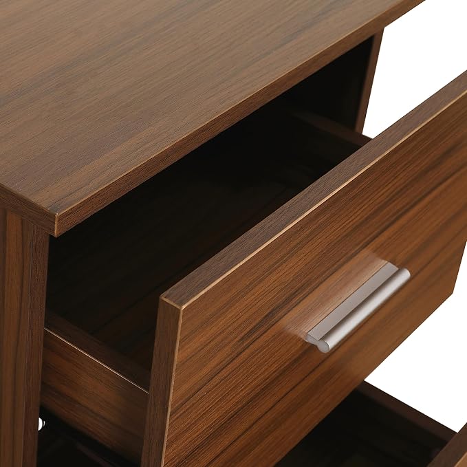 Techni Mobili L Shaped Desk - Two-Toned Computer Desk with Drawers &amp Storage Shelves - Simple Modern Furniture &amp Home Office Space Corner Table for Work &amp Writing