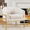 ALISH Barrel Accent Chairs Upholstered Living Room Chairs Modern ArmChairs with Metal Frame for Bedroom Living Room(Ivy 1PCS)