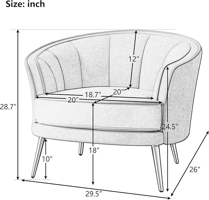 Modern Velvet Accent Barrel Chair Leisure Accent Chair Living Room Upholstered Armchair Vanity Chair for Bedroom Meeting RoomBlue