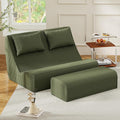Giant Bean Bag Chair for Adults - Indoor Chaise Lounge with Pillows &amp Ottomans Upholstered Loveseat Floor Sofa Chair for Reading Gaming Napping and Movies (Olive Green)