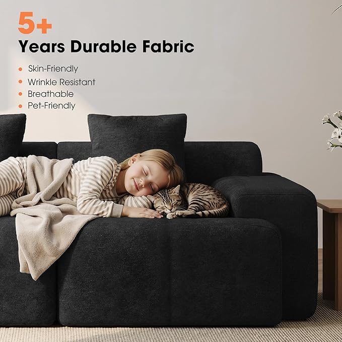 83.5 Sectional Loveseat Sofa Luxury 32.6 Deep Seat Boneless Couch Cozy Cloud Couches for Living Room Apartment Bedroom No Assembly Required (Dark Gray) | 17 Thickened Seat Super Soft Seat 2