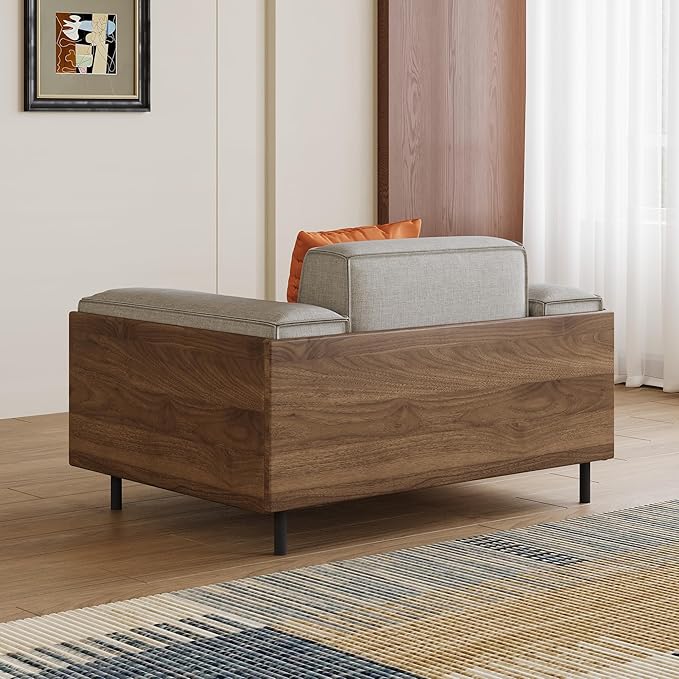 Modern-style 40.94 fabric sofa with solid wood frame and high-density sponge cushioning designed for easy assembly. A single-seater set suitable for living rooms and offices. (40.94inch-Armchair)
