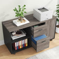 Tribesigns 47 Mobile File Cabinet with 2 Drawers Wooden Filling Cabinet for Home Office Lateral Office Storage Cabinet with Storage Shelves for Legal Size/Letter/A4/Files Grey and Black