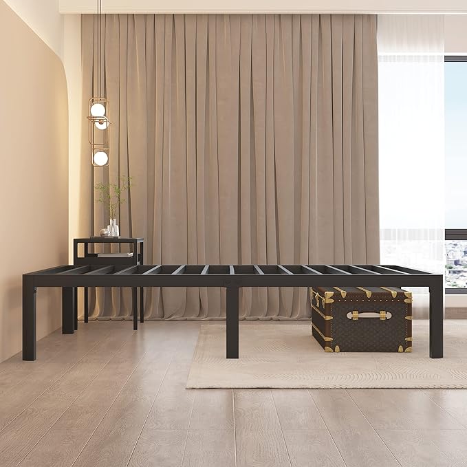 MAF 14 Inch Twin Metal Platform Bed Frame with Round Corner Legs 3000 LBS Heavy Duty Steel Slats Support Noise Free No Box Spring Needed Easy Assembly