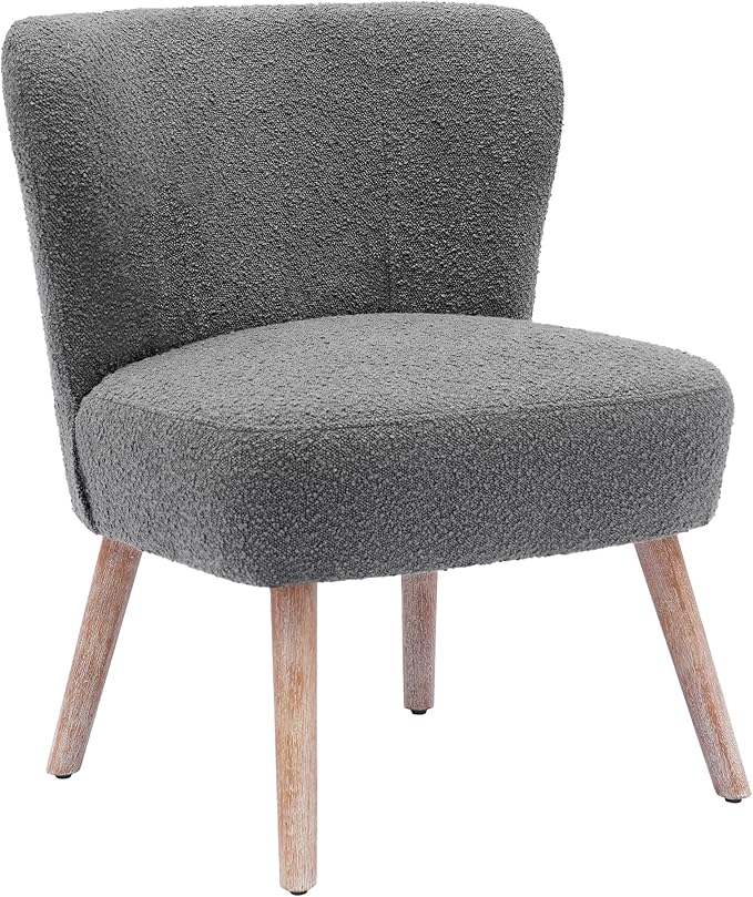 Costaelm Bedroom Accent Chair Upholstered Fabric Chairs Makeup Vanity Chair Teddy Fuzzy Chair and Sherpa Accent Chair for Living Room Reading Room Dining Room Office Gray