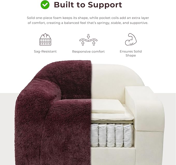 24/7 Shop at Home Garel Modern Upholstered Foam Sofa Chair with Curved Back and Arm Compressed Couch in a Box No Assembly Required for Home Theater and Living Room Red Wine
