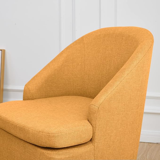 Accent Upholstered Club Cute Dirty Yellow Tub Chairs with Barrel Style Comfortable Round Side Sofa Chair Sitting Sofa Chair for Living Room Bedroom Small Spaces