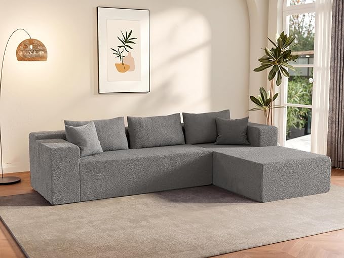 104 Sectional Couches for Living Room Modular Sectional Sofa with Deep Seat Cloud Couch for Living Room Bedroom L-Shape Couch with Chaise No Assembly Required (Plush Right)