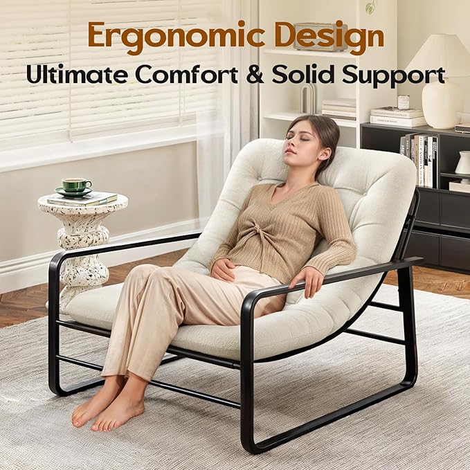 Soohow Accent Chair Sherpa Arm Chair for Living Room Mid Century Modern Accent Chairs Boucle Reading Bedroom Chair