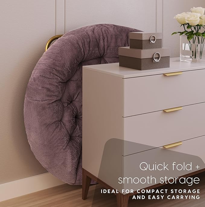 Milliard Saucer Chair For Adults Teens &amp Kids Purple Faux Fur XL Circle Chair for Bedroom Dorm &amp Gaming Foldable Comfy Accent Seat for Small Spaces Folding Moon / Mushroom / Round Style