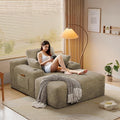 MoonSpeak 67 Boneless Reading Chair with Lounges Chaise Indoor Corduroy Cloud Couch with 1 Ottoman Upholstered Sleeper Sofa Bed with Wide Armrest and 3 Pillows for Living RoomReading Room (Khaki)