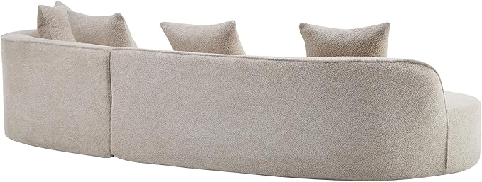 Merax 126 Inch Curved Sectional Sofa Oversized 5-Seater Modern L-Shape Couch with 4 Pillows Modular Velvet Fabric Sofa for Large Living Room Almond