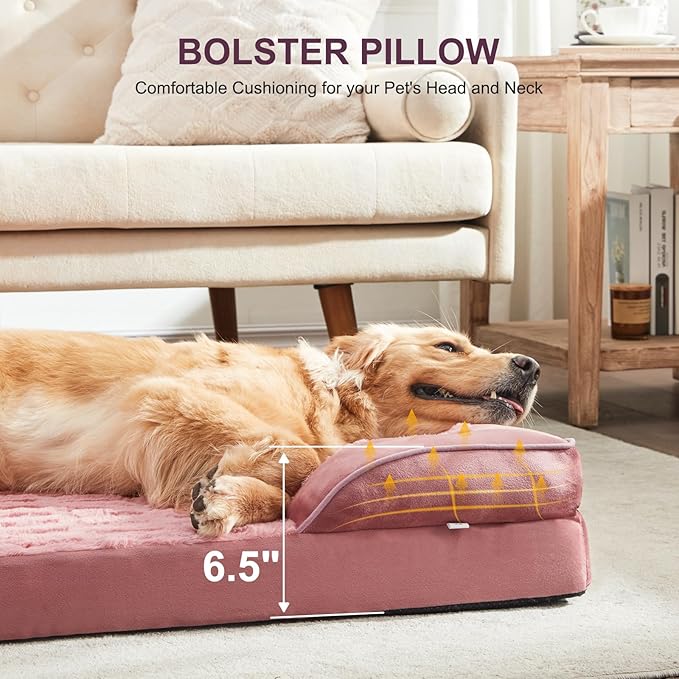 FURTIME Orthopedic Dog Beds for Large Dogs Washable Dog Couch with Ultra Comfy Supportive Foam High-Density Egg Crate Foam with Removable Cover Pet Sofa Bed Waterproof Nonskid Bottom