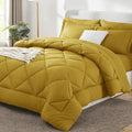 CozyLux King Size Comforter Set Mustard Yellow - 7 Pieces Bed in a Bag King Luxury Soft Bed Set for All Seasons Bedding Set with Down Alternative Comforter Sheets Pillowcases &amp Shams