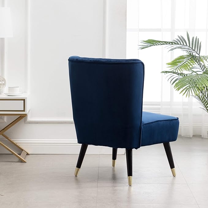 Elon Contemporary Velvet Upholstered Accent Chair Blue