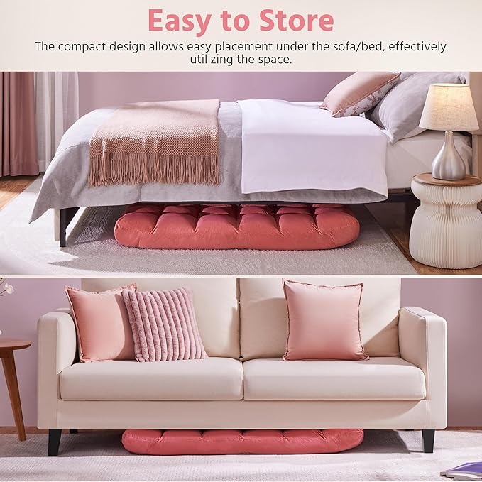 Yaheetech Floor Chair Meditation Chair with Back Support Gaming Floor Lounger with 14 Adjustable Position for Adult Pink