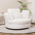 Chifee &amp Vingol 50.2 Oversized Swivel Accent Chair Upholstered Round Barrel Chair with Pillows Swivel Chairs for Living Room BedroomSherpaIvory