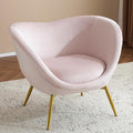 Modern Accent Chair for Living Room Lounge Chair for Bedroom with Gold Metal Legs Vanity Chair for Makeup Room Velvet Pink
