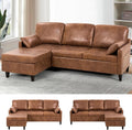 76 Sectional Sofa Couch w/Reversible Chaise Suede Leather L Shaped Sofa w/USB Charger Ports &amp Storage Bag Convertible Modern Couch w/Storage Space for Living Room Small Space Brown