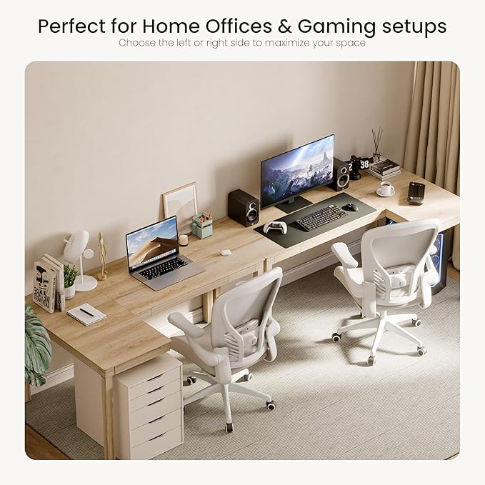 EUREKA ERGONOMIC 63 Inch L Shaped Desk with Drawers Large Executive Computer Corner Table Dual Monitor Wood Furniture Work Desk for Home Office Study Craft Writing Oak Left Side
