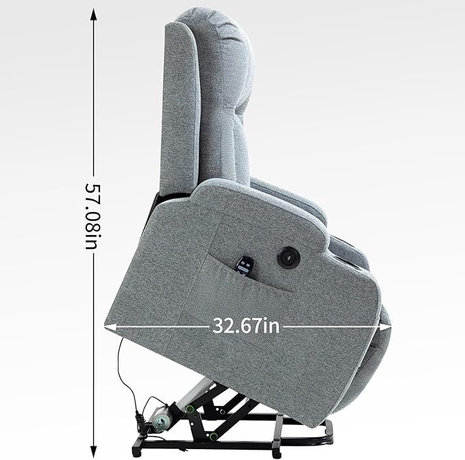 Power Lift Recliner Chair for Elderly with Infinite Position 350 LBS Capacity 8-Point Massage &amp Heating - Comfy Heavy Duty Motion Recliners Chairs for Living Room Small SpacesGrey