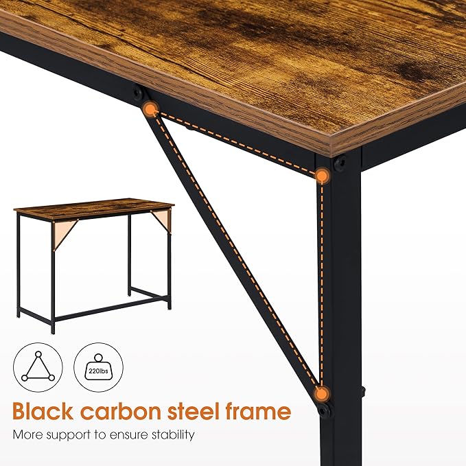 ivinta Computer Desk Industrial Home Office Desk with Metal Frame 40 Workstation for Small Spaces Living Room Bedroom Single (Vintage Easy Assemble)