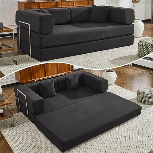 4-in-1 Folding Convertible Sofa Bed King-Size Corduroy Sleeper with No Assembly Oversized Floor Couch for Living Room Bedroom and Guest Room