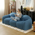 90.55 Inches 3-Seater Sofa Couch Modern Teddy Plush Boneless Sofa in a Box Soft Couches for Living Room Apartment No Assembly for Small Spaces Blue